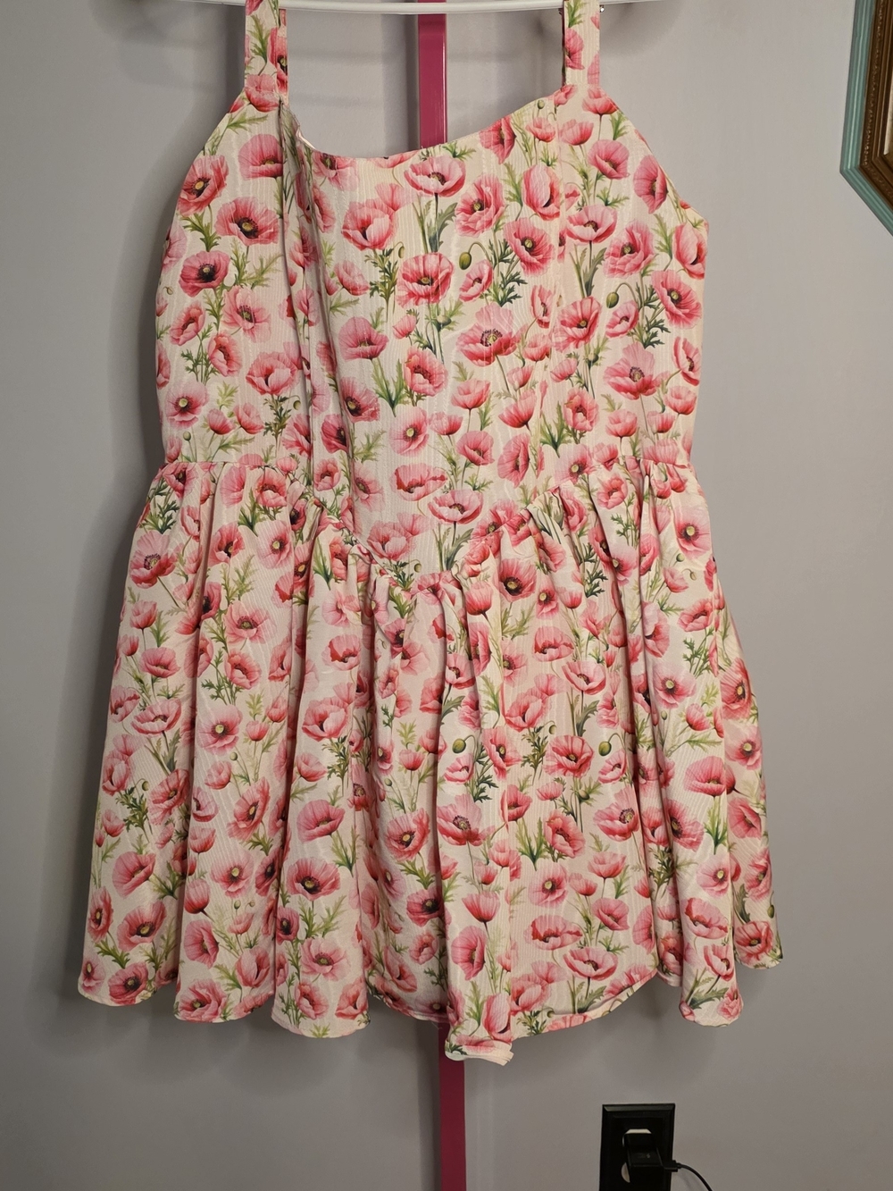 Sugar Thrillz Pink Floral Sundress with Poppy Print Sz 2XL